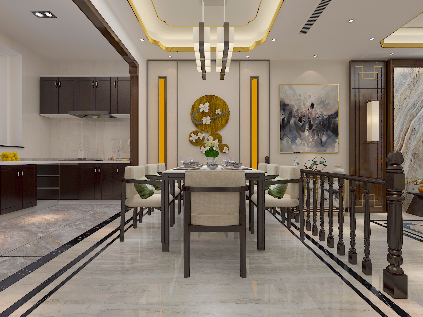美式轻奢客餐厅-武汉深度装饰设计工程有限公司-信用家装修网